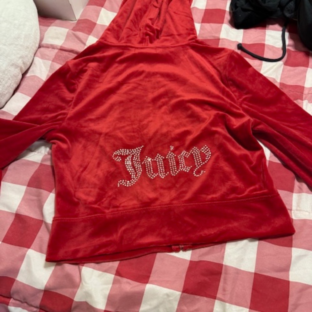Juicy Couture red velour lounge jacket and pants Medium NWT